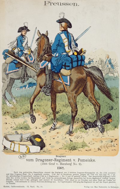 Dragoons in the Regiment von Pomeiske in 1762 by Richard Knoetel